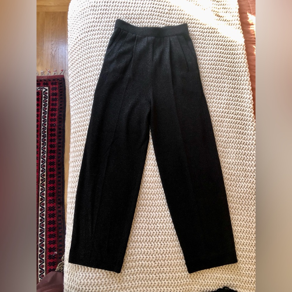 Vintage Black Sparkle Pleated Holiday Pants